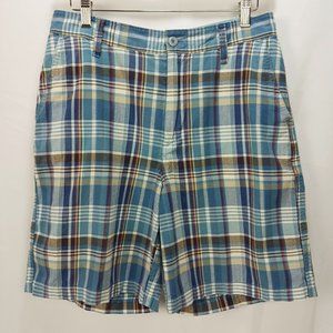 Duck Head Mens 30x8 Blue Madras Plaid Classic Bermuda Shorts